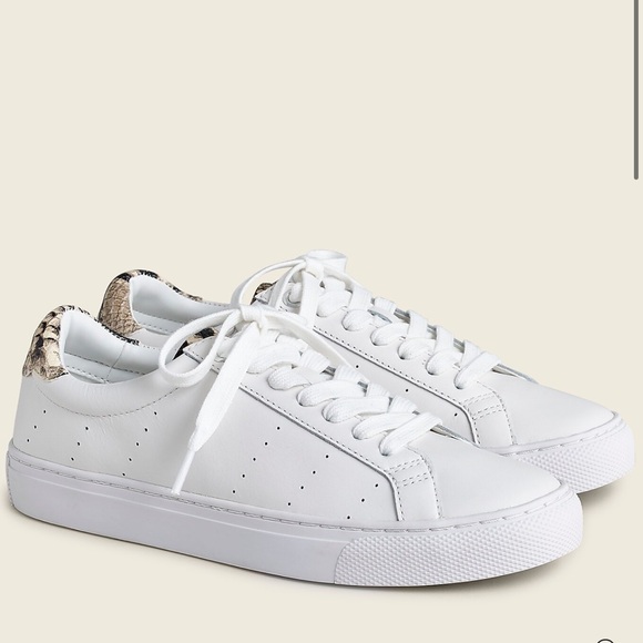 J. Crew Shoes - J. Crew White Saturday Sneakers w/ Snake Print Leather Detail Shoes